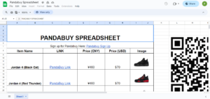 PandaBuy Spreadsheet 18