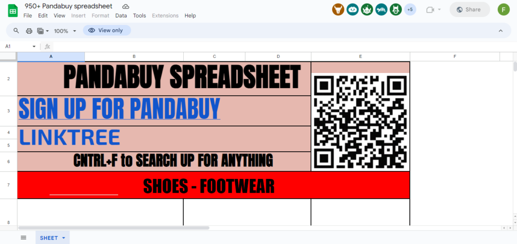 PandaBuy Spreadsheet 24