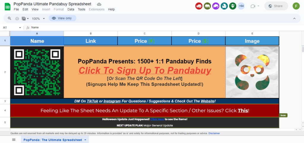 PandaBuy Spreadsheet 34
