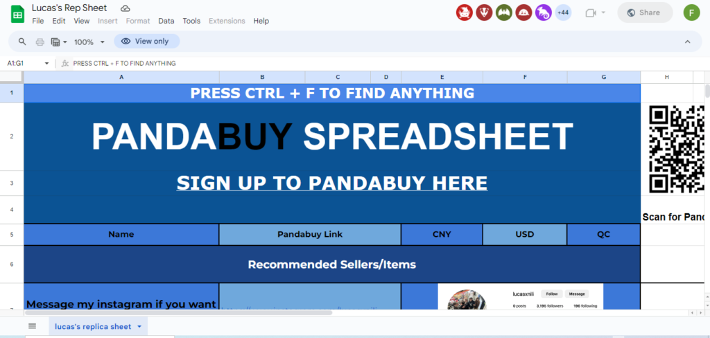 PandaBuy Spreadsheet 36