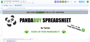 PandaBuy Spreadsheet 43
