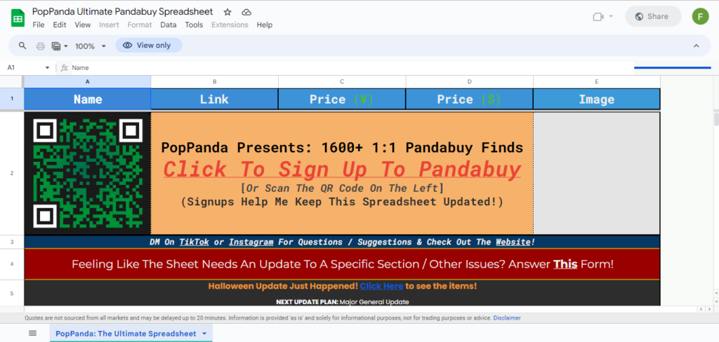PandaBuy Spreadsheet 48