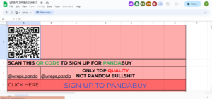 PandaBuy Spreadsheet 52