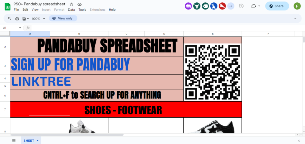 PandaBuy Spreadsheet 54